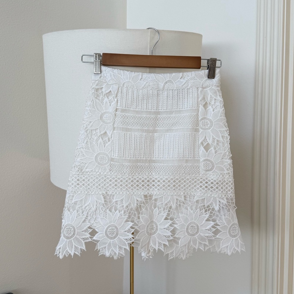 Topshop White Lace Midi Skirt